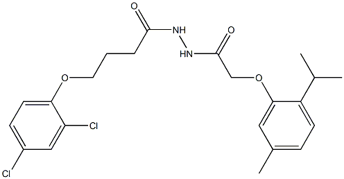 N'-[4-(2,4-dichlorophenoxy)butanoyl]-2-(2-isopropyl-5-methylphenoxy)acetohydrazide Struktur