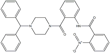 N-{2-[(4-benzhydryl-1-piperazinyl)carbonyl]phenyl}-2-nitrobenzamide Struktur