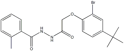 N'-{2-[2-bromo-4-(tert-butyl)phenoxy]acetyl}-2-methylbenzohydrazide Struktur