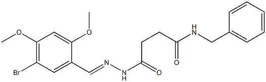 N-benzyl-4-{2-[(E)-(5-bromo-2,4-dimethoxyphenyl)methylidene]hydrazino}-4-oxobutanamide Struktur