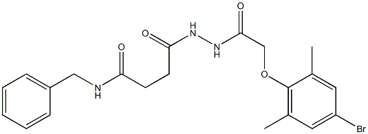 N-benzyl-4-{2-[2-(4-bromo-2,6-dimethylphenoxy)acetyl]hydrazino}-4-oxobutanamide Struktur