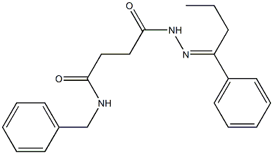 N-benzyl-4-oxo-4-{2-[(E)-1-phenylbutylidene]hydrazino}butanamide Struktur