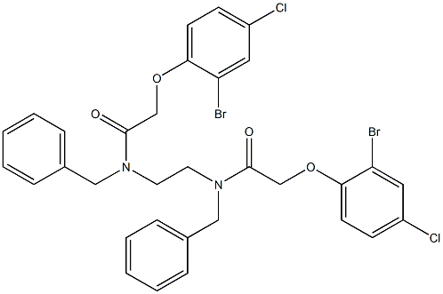 N-benzyl-N-(2-{benzyl[2-(2-bromo-4-chlorophenoxy)acetyl]amino}ethyl)-2-(2-bromo-4-chlorophenoxy)acetamide Struktur