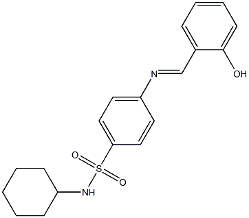 N-cyclohexyl-4-{[(E)-(2-hydroxyphenyl)methylidene]amino}benzenesulfonamide Struktur