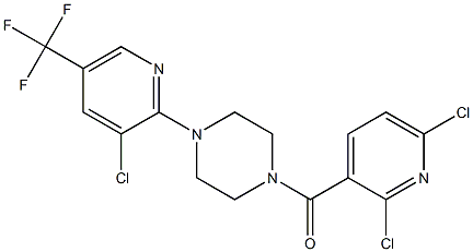 {4-[3-chloro-5-(trifluoromethyl)-2-pyridinyl]piperazino}(2,6-dichloro-3-pyridinyl)methanone Struktur