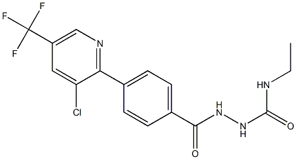 2-{4-[3-chloro-5-(trifluoromethyl)-2-pyridinyl]benzoyl}-N-ethyl-1-hydrazinecarboxamide Struktur