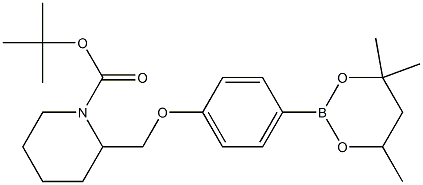 tert-Butyl 2{[4-(4,4,6-trimethyl-1,3,2-dioxaborinan-2-yl)phenoxy]methyl}piperidine-1-carboxylate Struktur