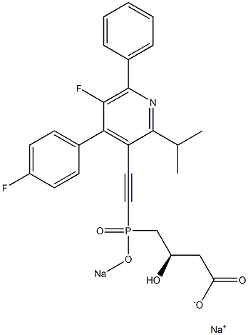 (3R)-4-[[[4-(4-Fluorophenyl)-2-isopropyl-5-fluoro-6-phenyl-3-pyridinyl]ethynyl]sodiooxyphosphinyl]-3-hydroxybutyric acid sodium salt Struktur