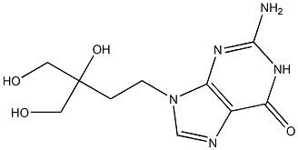 2-Amino-9-(4-hydroxy-3-hydroxy-3-hydroxymethylbutyl)-9H-purin-6(1H)-one Struktur