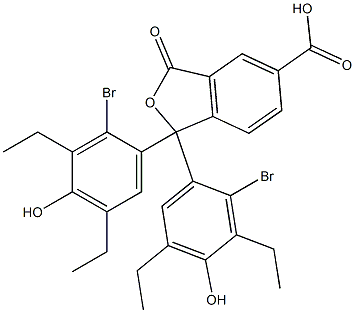 1,1-Bis(2-bromo-3,5-diethyl-4-hydroxyphenyl)-1,3-dihydro-3-oxoisobenzofuran-5-carboxylic acid Struktur