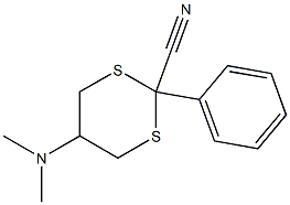 5-(Dimethylamino)-2-[phenyl]-1,3-dithiane-2-carbonitrile Struktur