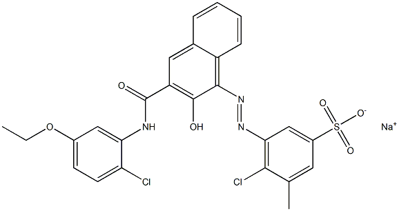 4-Chloro-3-methyl-5-[[3-[[(2-chloro-5-ethoxyphenyl)amino]carbonyl]-2-hydroxy-1-naphtyl]azo]benzenesulfonic acid sodium salt Struktur