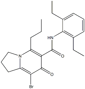 8-Bromo-1,2,3,7-tetrahydro-5-propyl-7-oxo-N-(2,6-diethylphenyl)indolizine-6-carboxamide Struktur