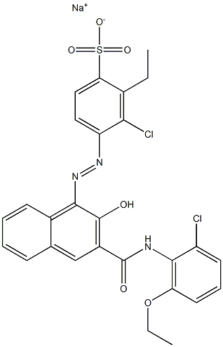 3-Chloro-2-ethyl-4-[[3-[[(2-chloro-6-ethoxyphenyl)amino]carbonyl]-2-hydroxy-1-naphtyl]azo]benzenesulfonic acid sodium salt Struktur