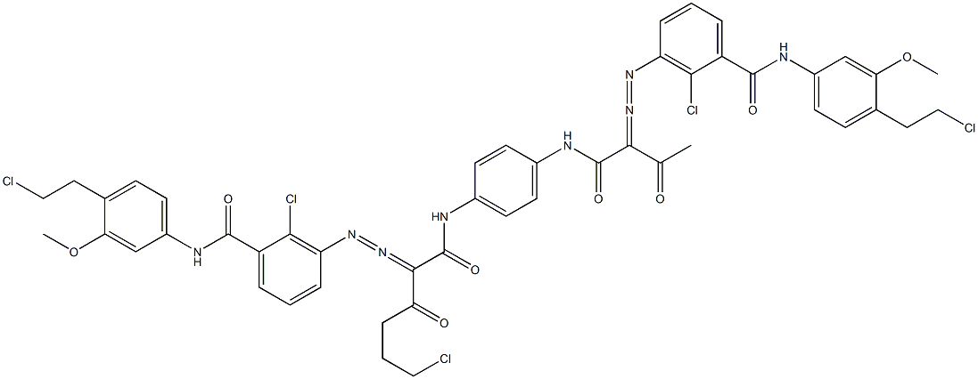 3,3'-[2-(2-Chloroethyl)-1,4-phenylenebis[iminocarbonyl(acetylmethylene)azo]]bis[N-[4-(2-chloroethyl)-3-methoxyphenyl]-2-chlorobenzamide] Struktur