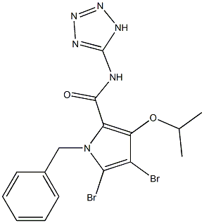 4,5-Dibromo-3-isopropyloxy-1-benzyl-N-(1H-tetrazol-5-yl)-1H-pyrrole-2-carboxamide Struktur