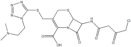 7-(4-Chloro-3-oxobutyrylamino)-3-[1-(2-dimethylaminoethyl)-1H-tetrazol-5-ylthiomethyl]-8-oxo-5-thia-1-azabicyclo[4.2.0]oct-2-ene-2-carboxylic acid Struktur