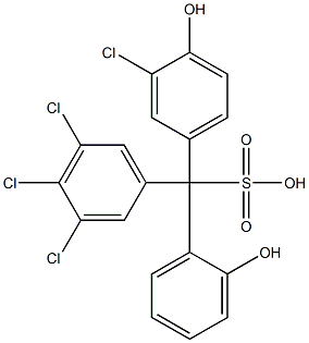 (3-Chloro-4-hydroxyphenyl)(3,4,5-trichlorophenyl)(2-hydroxyphenyl)methanesulfonic acid Struktur