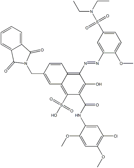 2-[(5-Chloro-2,4-dimethoxyphenyl)aminocarbonyl]-4-[5-[(diethylamino)sulfonyl]-2-methoxyphenylazo]-3-hydroxy-7-(phthalimidylmethyl)naphthalene-1-sulfonic acid Struktur