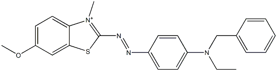 2-[4-(N-Ethyl-N-benzylamino)phenylazo]-3-methyl-6-methoxybenzothiazol-3-ium Struktur