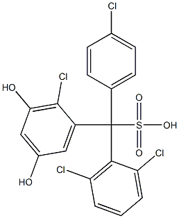 (4-Chlorophenyl)(2,6-dichlorophenyl)(2-chloro-3,5-dihydroxyphenyl)methanesulfonic acid Struktur