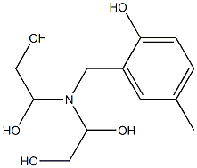 2-[Bis(1,2-dihydroxyethyl)aminomethyl]-4-methylphenol Struktur