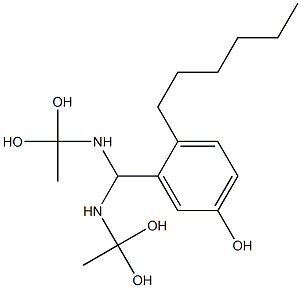 3-[Bis[(1,1-dihydroxyethyl)amino]methyl]-4-hexylphenol Struktur