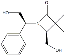 (4S)-3,3-Dimethyl-4-(hydroxymethyl)-1-[(S)-1-phenyl-2-(hydroxy)ethyl]azetidin-2-one Struktur