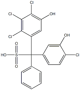 (4-Chloro-3-hydroxyphenyl)(2,3,4-trichloro-5-hydroxyphenyl)phenylmethanesulfonic acid Struktur