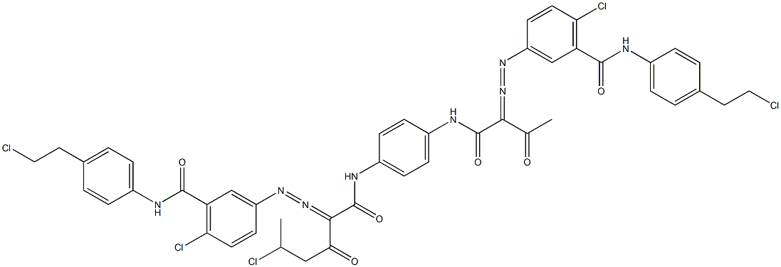 3,3'-[2-(1-Chloroethyl)-1,4-phenylenebis[iminocarbonyl(acetylmethylene)azo]]bis[N-[4-(2-chloroethyl)phenyl]-6-chlorobenzamide] Struktur