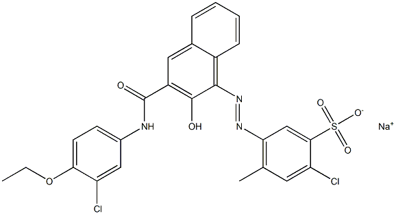 2-Chloro-4-methyl-5-[[3-[[(3-chloro-4-ethoxyphenyl)amino]carbonyl]-2-hydroxy-1-naphtyl]azo]benzenesulfonic acid sodium salt Struktur