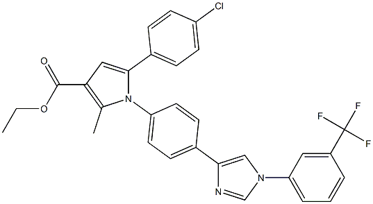 2-Methyl-5-(4-chlorophenyl)-1-[4-[1-[3-(trifluoromethyl)phenyl]-1H-imidazol-4-yl]phenyl]-1H-pyrrole-3-carboxylic acid ethyl ester Struktur