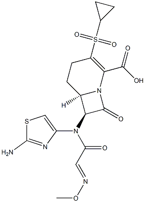 (6R,7S)-3-(Cyclopropylsulfonyl)-8-oxo-7-[(2-aminothiazol-4-yl)(methoxyimino)acetylamino]-1-azabicyclo[4.2.0]oct-2-ene-2-carboxylic acid Struktur