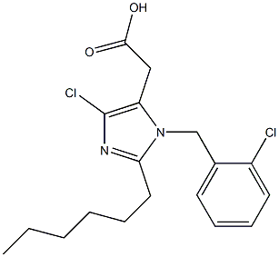 4-Chloro-2-hexyl-1-(2-chloro-benzyl)-1H-imidazole-5-acetic acid Struktur