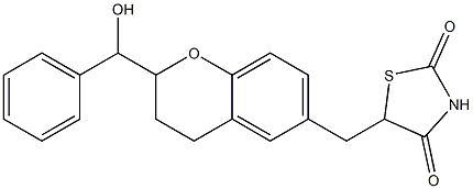 5-[[[3,4-Dihydro-2-(phenylhydroxymethyl)-2H-1-benzopyran]-6-yl]methyl]thiazolidine-2,4-dione Struktur