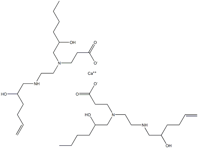 Bis[3-[N-(2-hydroxyhexyl)-N-[2-(2-hydroxy-5-hexenylamino)ethyl]amino]propionic acid]calcium salt Struktur