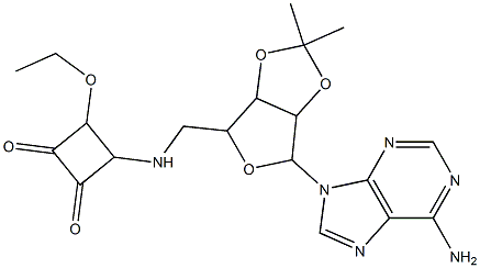 4-[[[[6-(6-Amino-9H-purin-9-yl)-tetrahydro-2,2-dimethylfuro[3,4-d]-1,3-dioxol]-4-yl]methyl]amino]-3-ethoxycyclobutane-1,2-dione Struktur