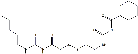 1-(Cyclohexylcarbonyl)-3-[2-[[(3-pentylureido)carbonylmethyl]dithio]ethyl]urea Struktur