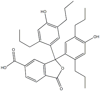 1,3-Dihydro-1,1-bis(4-hydroxy-2,5-dipropylphenyl)-3-oxoisobenzofuran-6-carboxylic acid Struktur