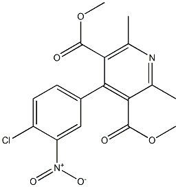 2,6-Dimethyl-4-(4-chloro-3-nitrophenyl)pyridine-3,5-dicarboxylic acid dimethyl ester Struktur