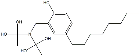 2-[Bis(1,1-dihydroxyethyl)aminomethyl]-4-octylphenol Struktur