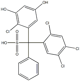 (2-Chloro-3,5-dihydroxyphenyl)(2,4,5-trichlorophenyl)phenylmethanesulfonic acid Struktur