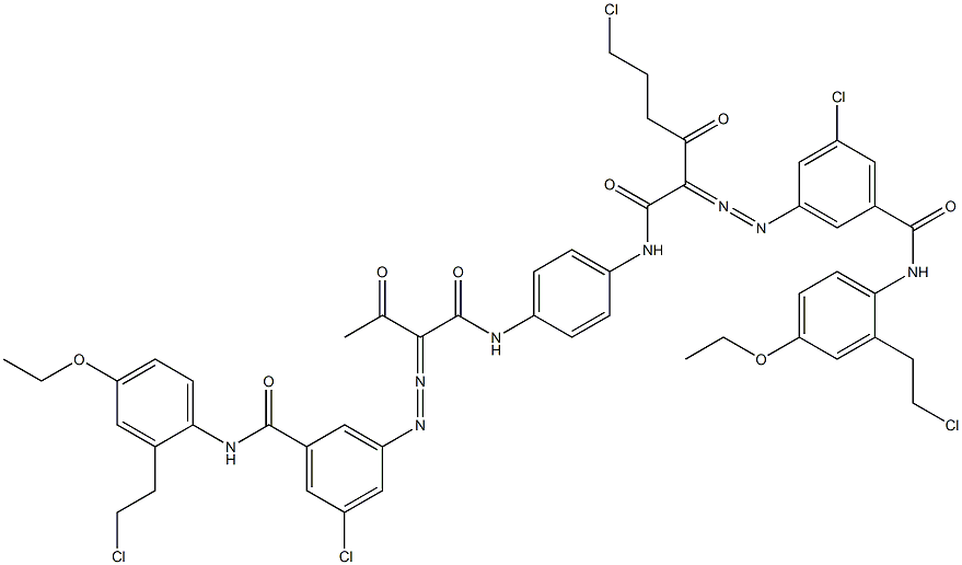 3,3'-[2-(2-Chloroethyl)-1,4-phenylenebis[iminocarbonyl(acetylmethylene)azo]]bis[N-[2-(2-chloroethyl)-4-ethoxyphenyl]-5-chlorobenzamide] Struktur