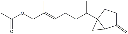 1-(1,5-Dimethyl-6-acetoxy-4-hexenyl)-4-methylenebicyclo[3.1.0]hexane Struktur