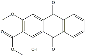 1-Hydroxy-2-methoxycarbonyl-3-methoxy-9,10-anthraquinone Struktur