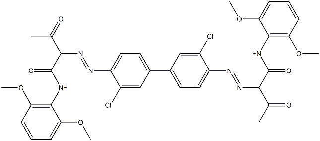 4,4'-Bis[[1-(2,6-dimethoxyphenylamino)-1,3-dioxobutan-2-yl]azo]-3,3'-dichloro-1,1'-biphenyl Struktur