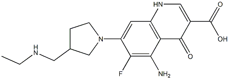 5-Amino-6-fluoro-1,4-dihydro-4-oxo-7-[3-(ethylaminomethyl)-1-pyrrolidinyl]quinoline-3-carboxylic acid Struktur