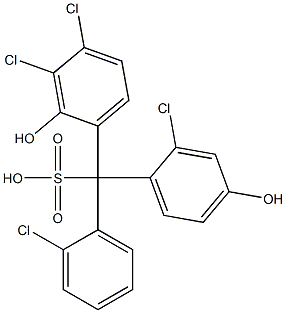 (2-Chlorophenyl)(2-chloro-4-hydroxyphenyl)(3,4-dichloro-2-hydroxyphenyl)methanesulfonic acid Struktur