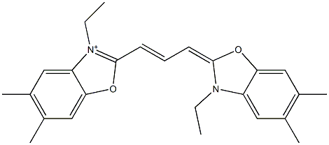 3-Ethyl-2-[3-[3-ethyl-5,6-dimethylbenzoxazol-2(3H)-ylidene]-1-propenyl]-5,6-dimethylbenzoxazol-3-ium Struktur