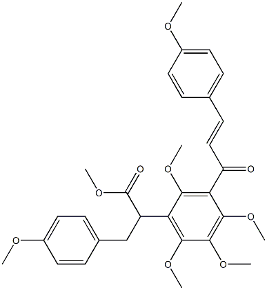 3-(4-Methoxyphenyl)-2-[2,4,5,6-tetramethoxy-3-[3-(4-methoxyphenyl)-1-oxo-2-propenyl]phenyl]propionic acid methyl ester Struktur